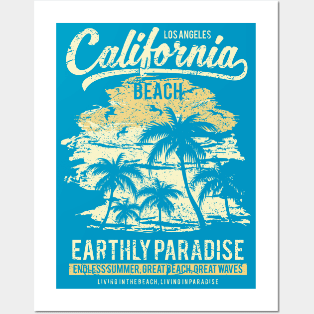 Los Angeles California Beach Earthly Paradise Endless Summer Great Waves Wall Art by JakeRhodes